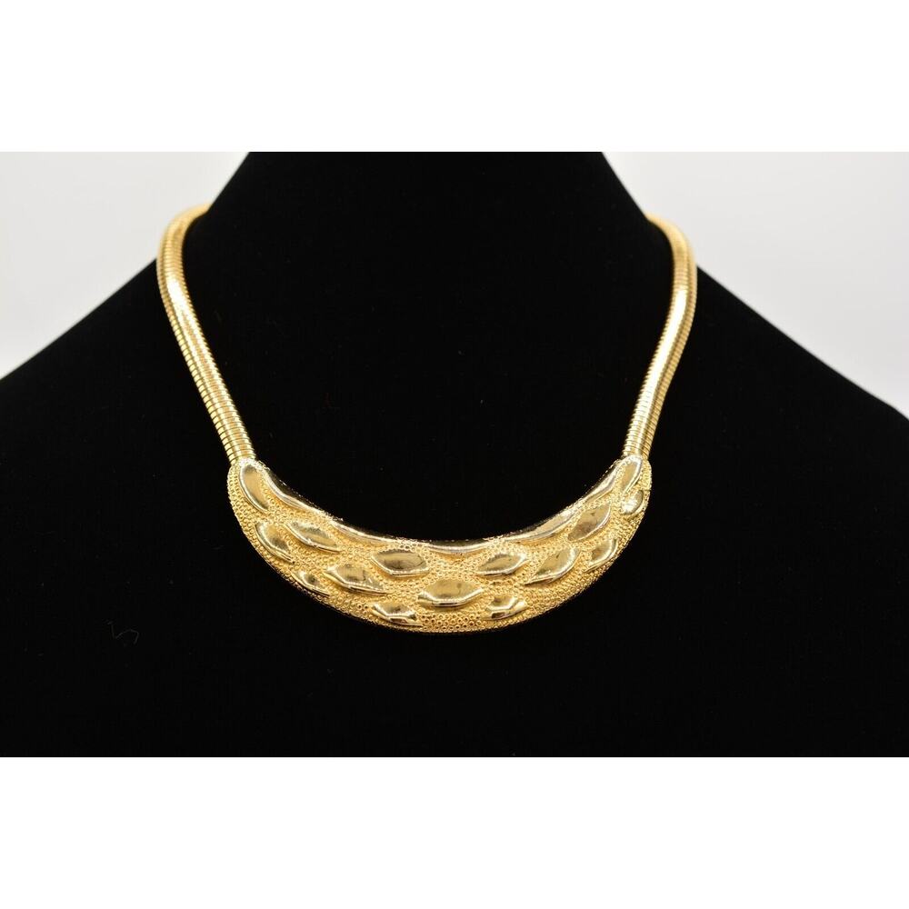 Park Lane Vintage Collar Necklace Omega Flex Chain Chunky Signed 1980s Bin6B